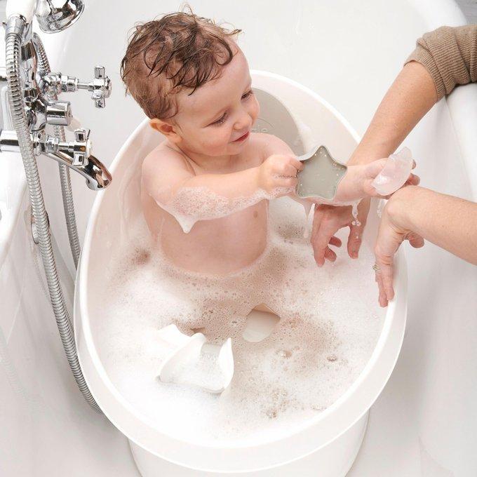Shnuggle Wanienka wiaderko Toddler z piankowym oparciem biała jasno szare oparcie