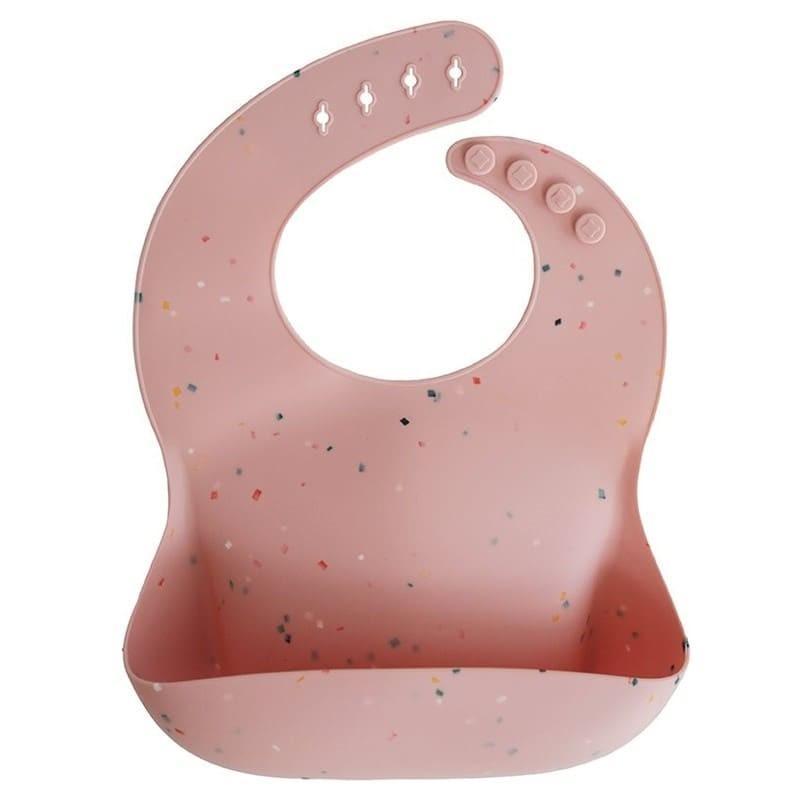 Mushie Śliniak silikonowy Powder Pink Confetti