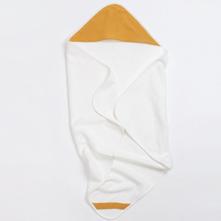 Bim Bla Bambusowy ręcznik z muślinowym kapturkiem musztardowy