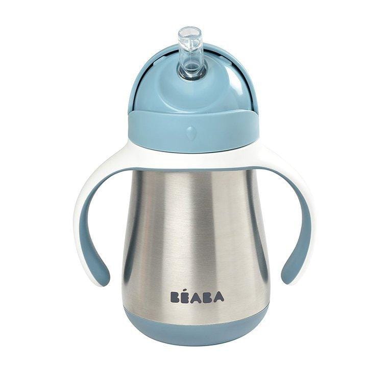 Beaba Butelka kubek niekapek stalowa ze słomką 250 ml windy blue
