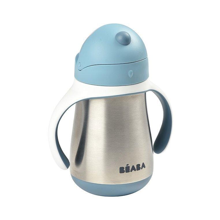 Beaba Butelka kubek niekapek stalowa ze słomką 250 ml windy blue