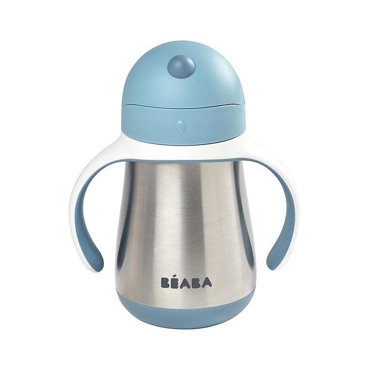 Beaba Butelka kubek niekapek stalowa ze słomką 250 ml windy blue