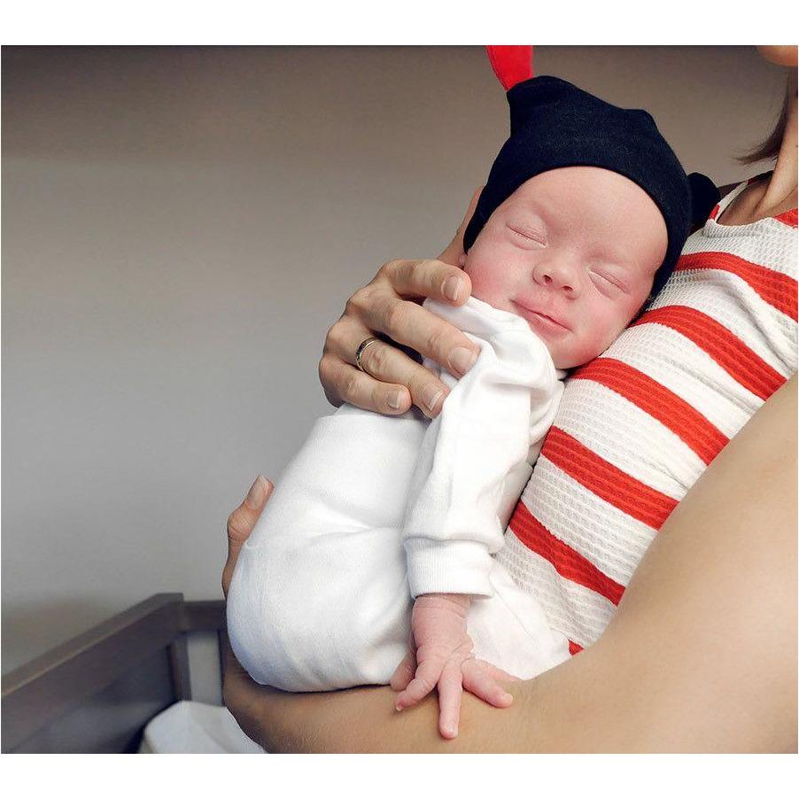 Lullalove Czapeczka dla maluszka MRB z uszkami i emblematem 0-1 m-cy - 4kidspoint.pl