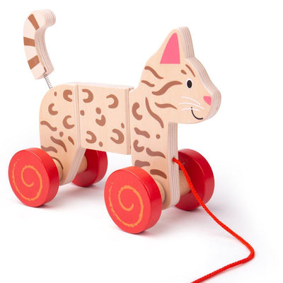Bigjigs Toys Drewniana zabawka do ciągnięcia Kot