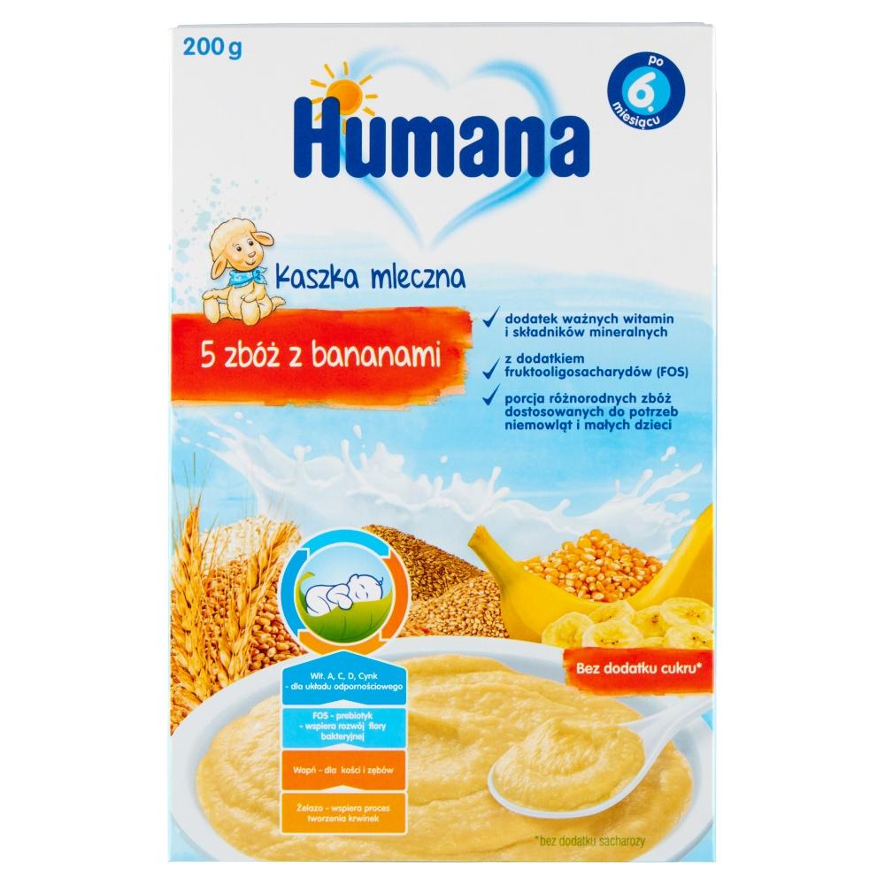 Humana Kaszka mleczna 5 zbóż z bananami po 6 msc