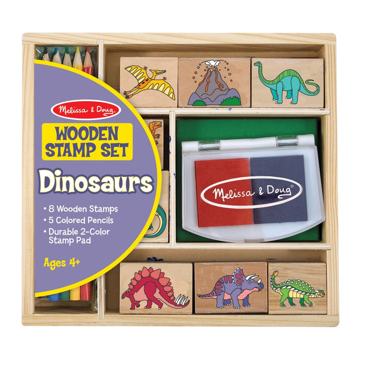 Melissa and Doug Drewniane pieczątki dla dzieci Dinozaury 14 el.