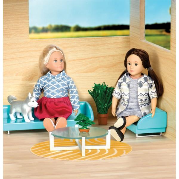 Zestaw mebli do salonu z okrągłym stolikiem dla lalek Lori - 4kidspoint.pl