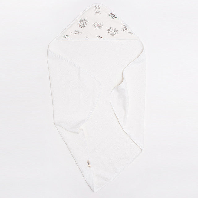 Bim Bla Bambusowy ręcznik niemowlęcy z muślinowym kapturkiem Botanical Beige