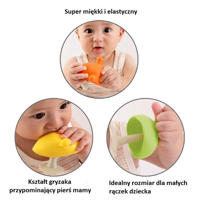 Mombella Gryzak Uspokajający Mushroom pomarańczowy - 4kidspoint.pl