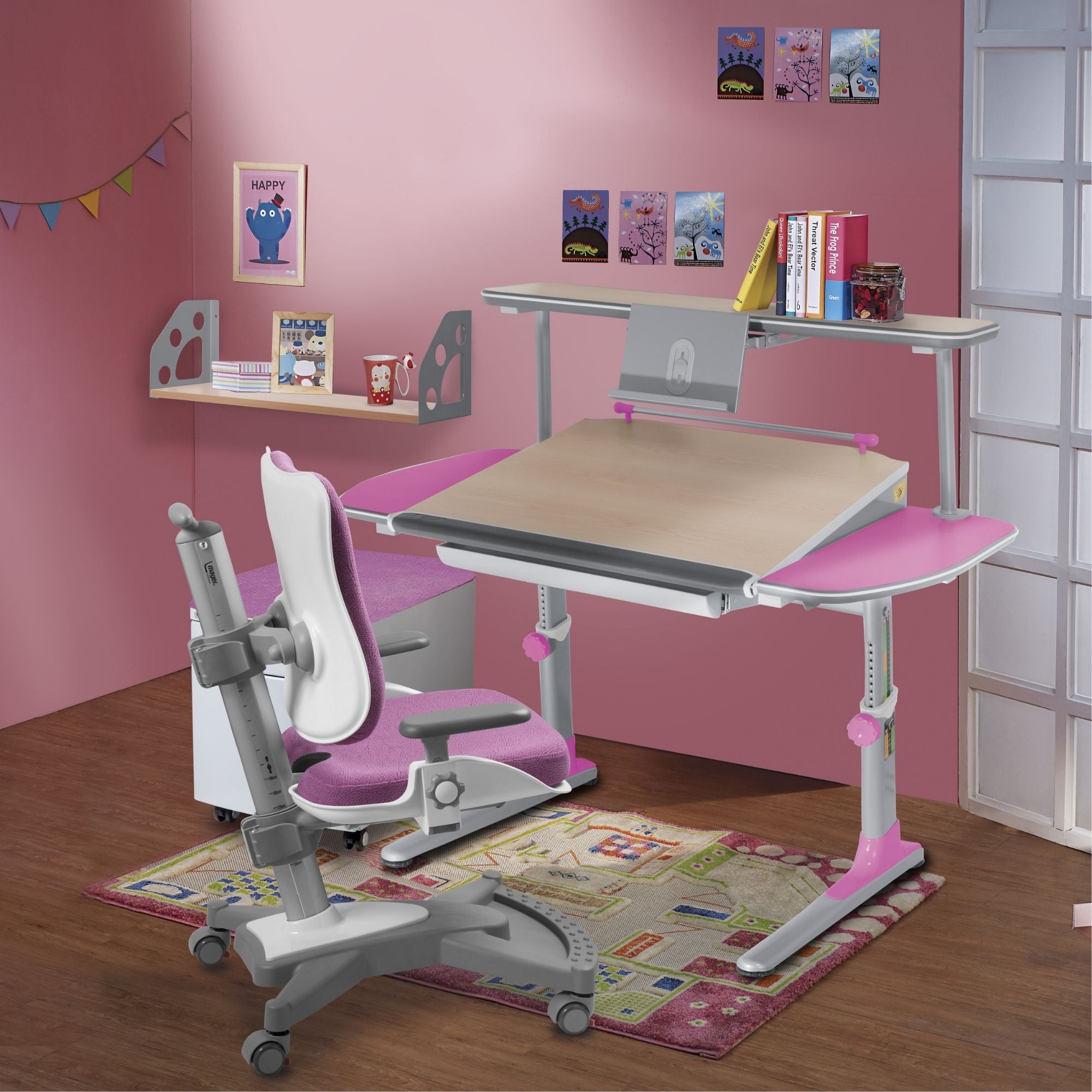 Mayer Ergonomiczne krzesło rosnące z dzieckiem MyChamp różowe kółka