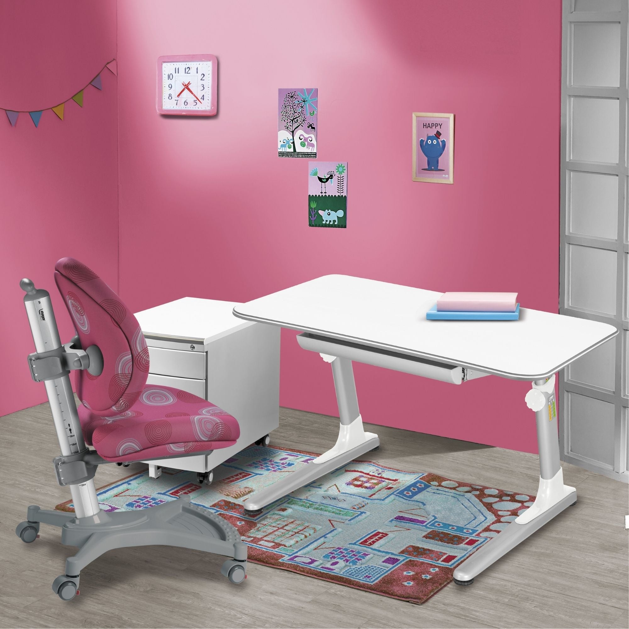 Mayer Ergonomiczne krzesło rosnące z dzieckiem MyPony różowe kółka