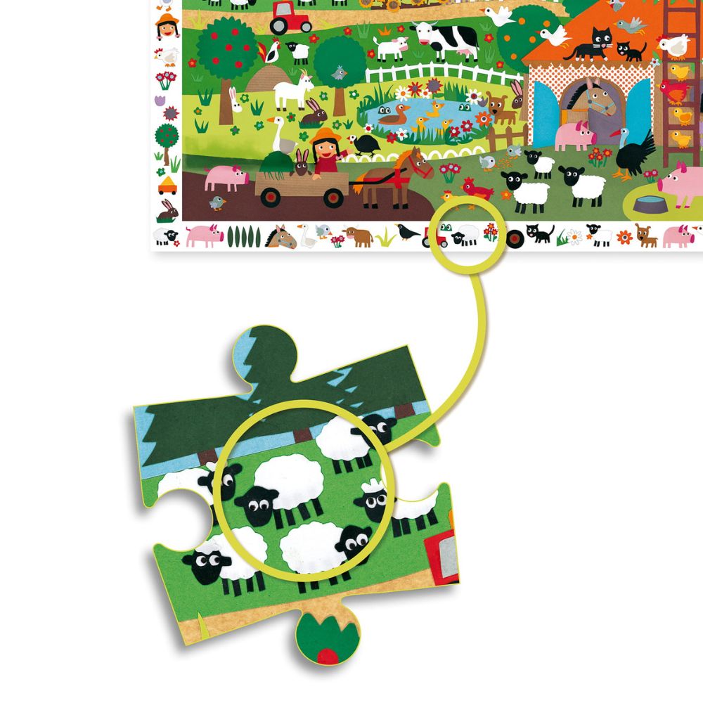 Djeco Puzzle dla dzieci obserwacyjne Farma 35 el.