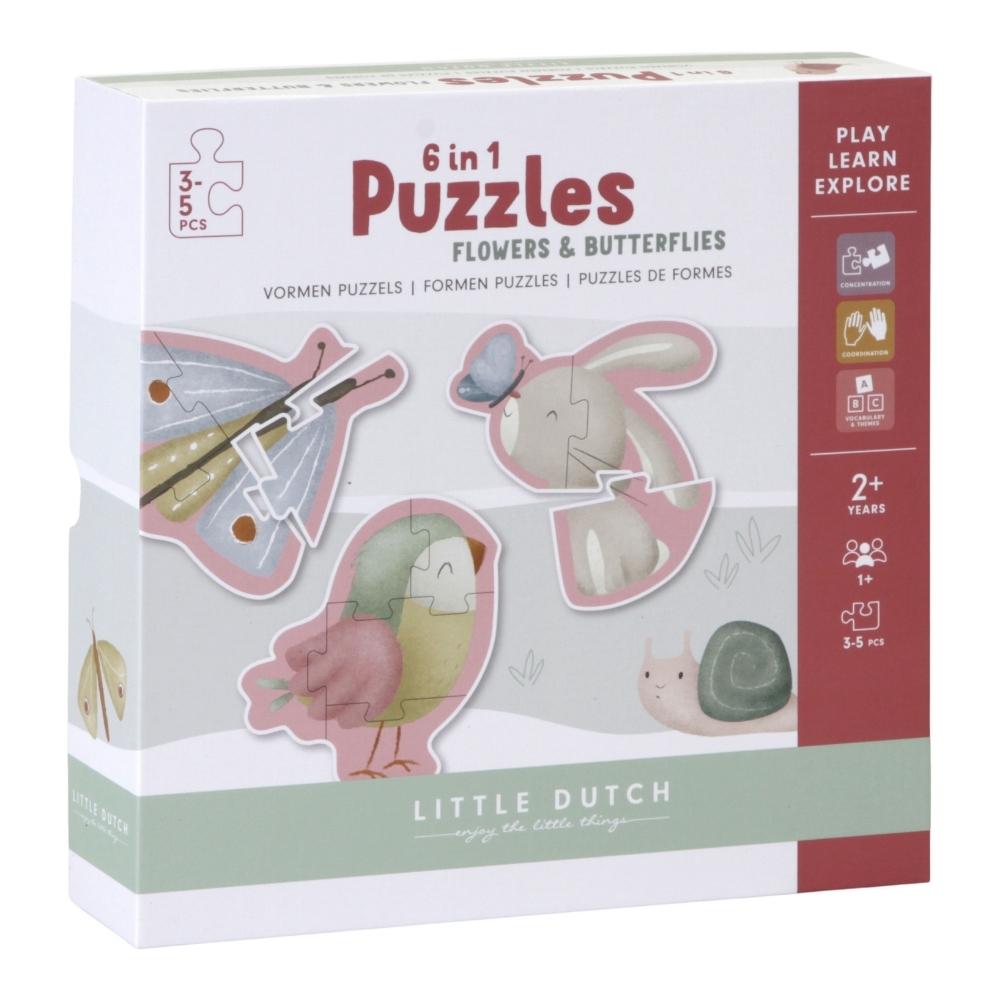 Little Dutch Puzzle dla dzieci Flowers & Butterflies 6 el.