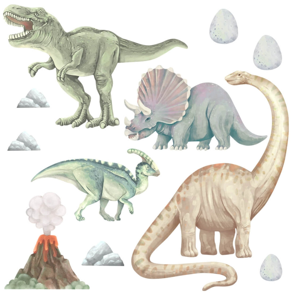 PASTELOVELOVE naklejki na ścianę dla dzieci dinozaury I