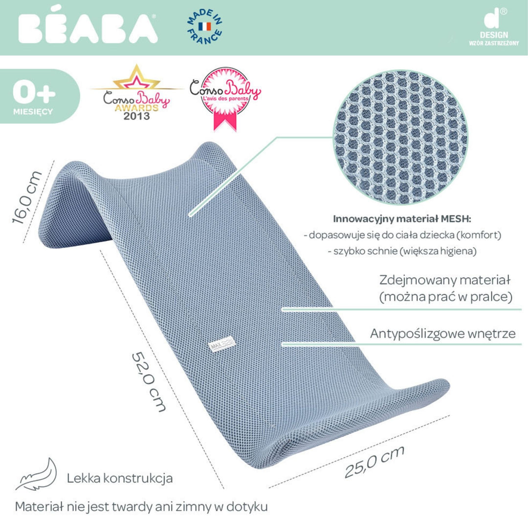 Beaba Leżaczek wkładka do kąpieli dla niemowląt Parma Grey