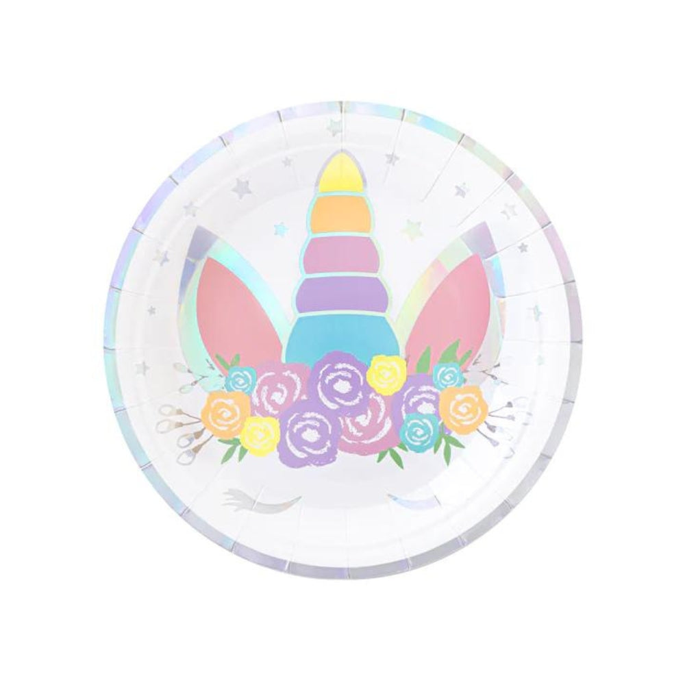 Partypal Talerzyki papierowe Jednorożec 18cm 6szt.