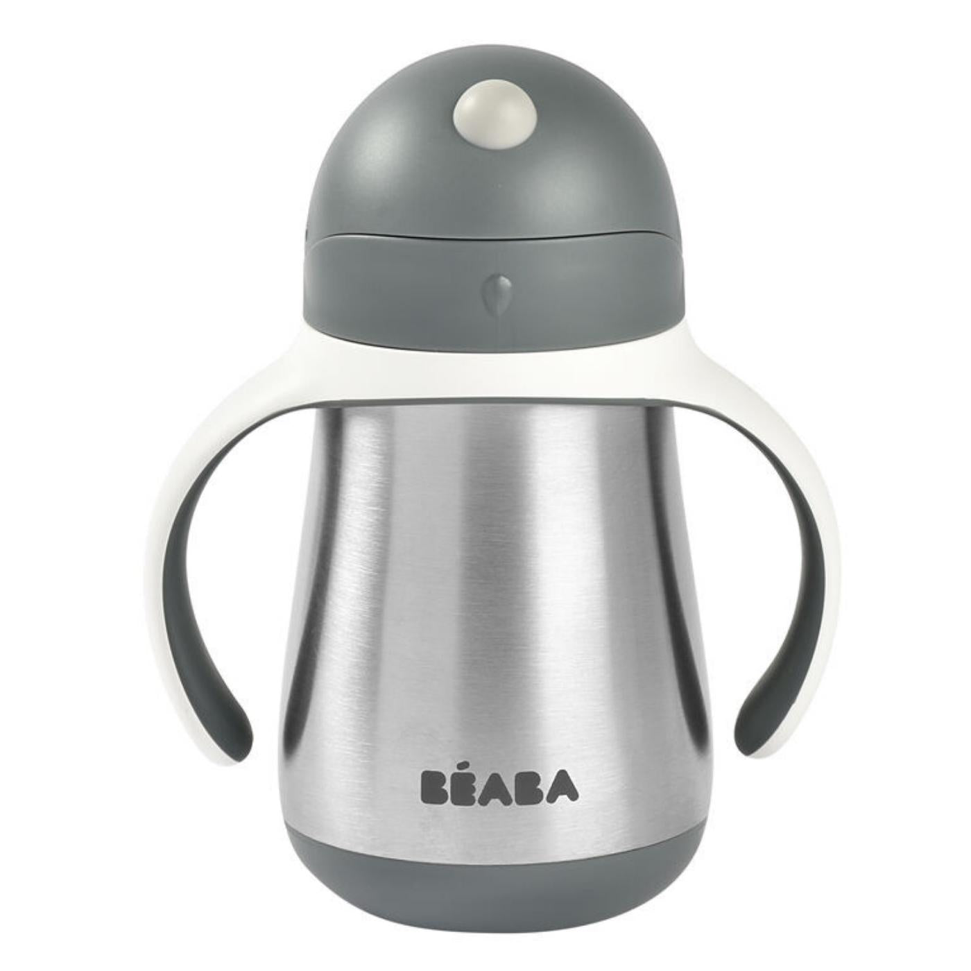 Beaba Butelka kubek niekapek stalowa ze słomką 250 ml Mineral Grey