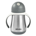 Beaba Butelka kubek niekapek stalowa ze słomką 250 ml Mineral Grey