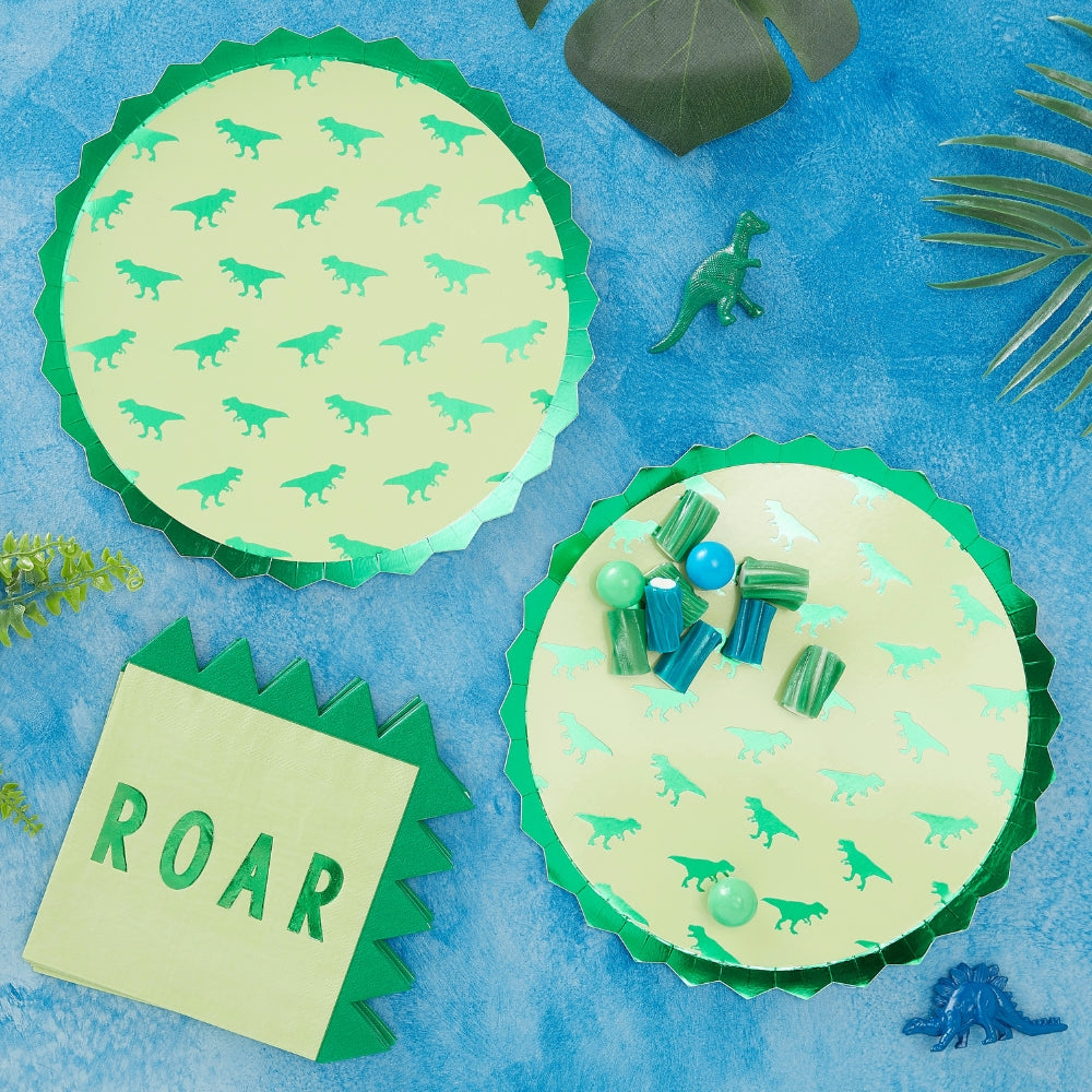 Gingerray talerzyki papierowe Paper Dinosaur Party Plates