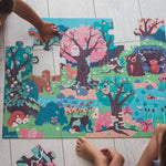 Janod Świecące puzzle dla dzieci z mini lampką UV Las 24 el.