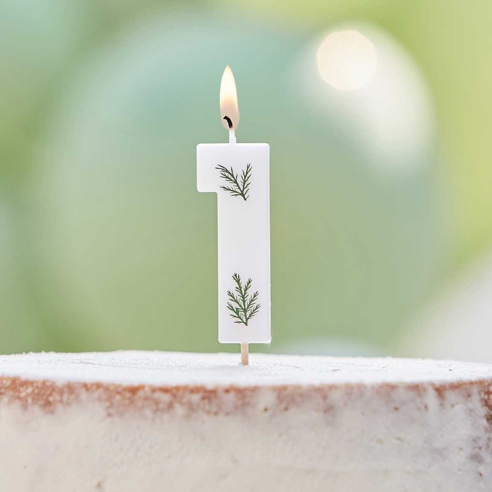 Gingerray świeczka na tort Leaf Foliage Number 1 Birthday Candle