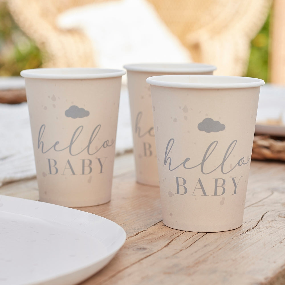 Gingerray Kubki papierowe Hello Baby Neutral Baby Shower Cups