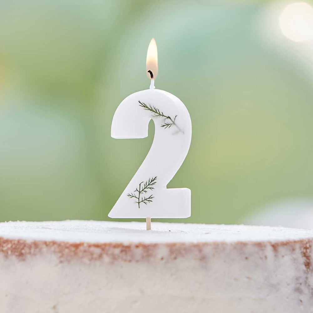 Gingerray świeczka na tort Leaf Foliage Number 2 Birthday Candle