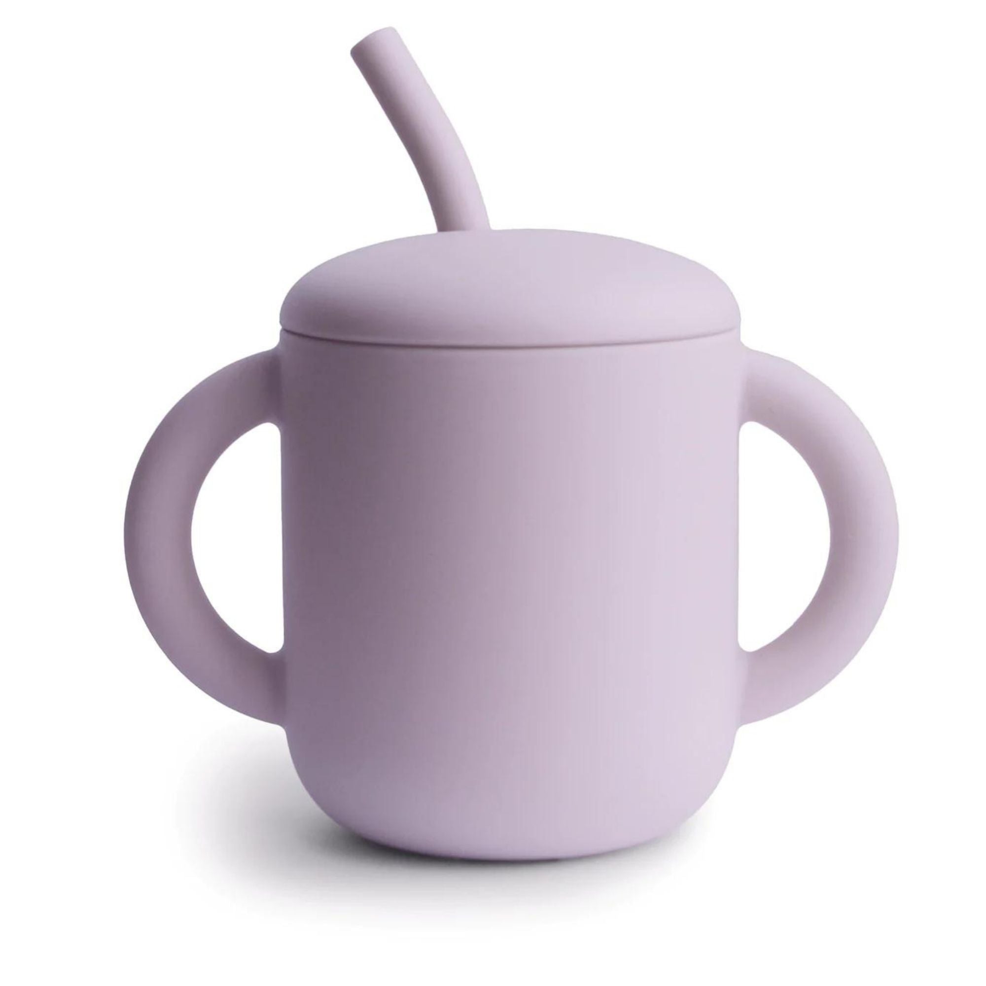 Mushie Silikonowy Kubek ze Słomką Soft Lilac