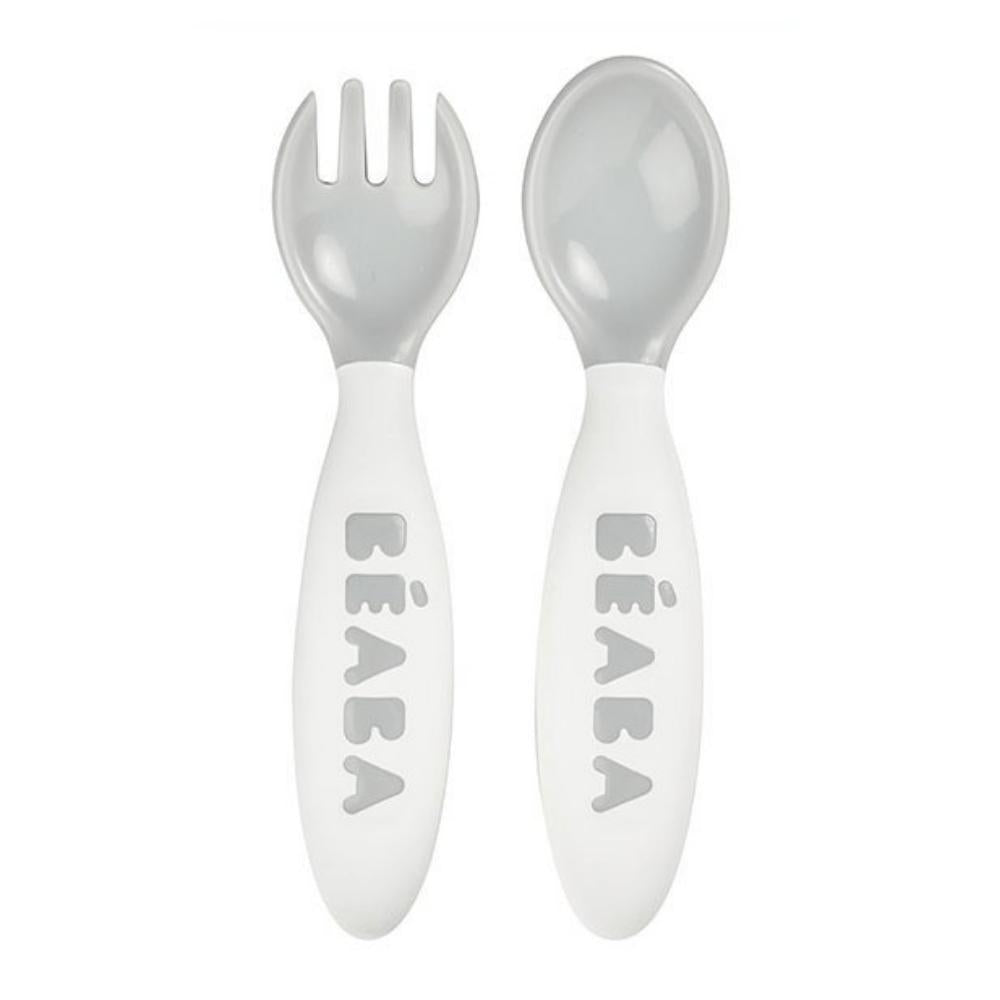Beaba Sztućce dla dzieci plastikowe w etui grey