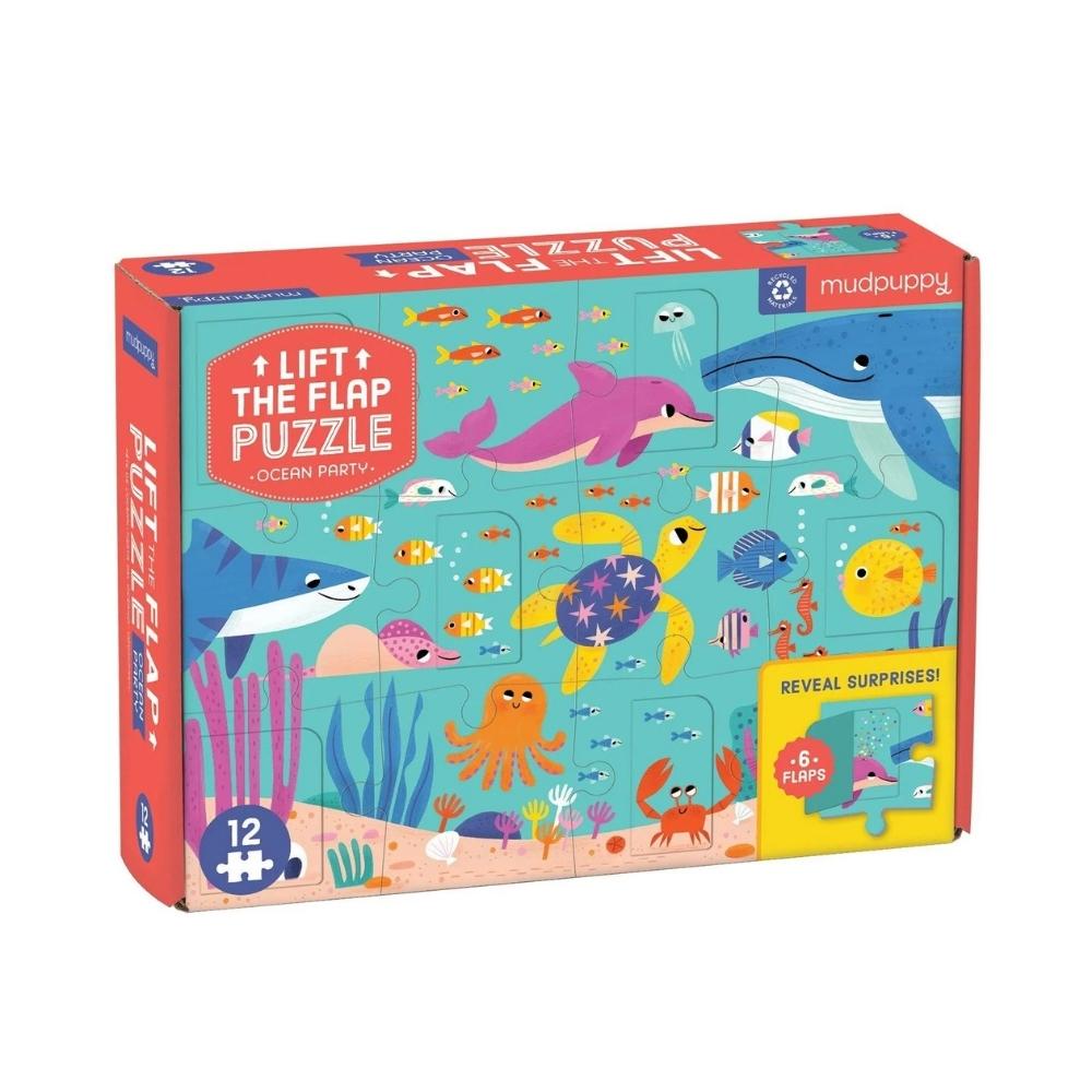 Mudpuppy Puzzle z okienkami Przyjęcie w oceanie 12 elementów
