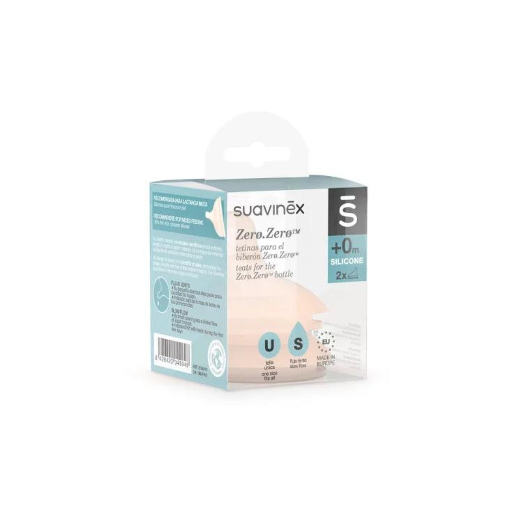 Suavinex Smoczki do butelek Zero Zero 2 szt. rozmiar S przepływ wolny