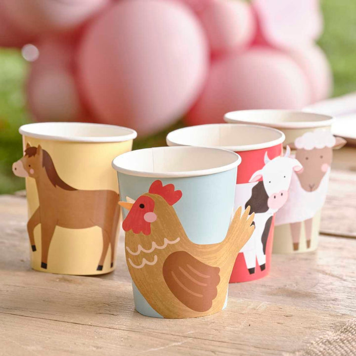 Gingerray Kubki papierowe Farm Animals Paper Party Cups