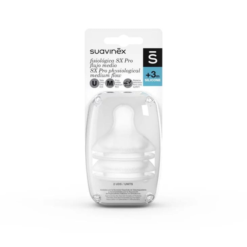 Suavinex Smoczki o średnim przepływie do butelki Sx Pro 3m+
