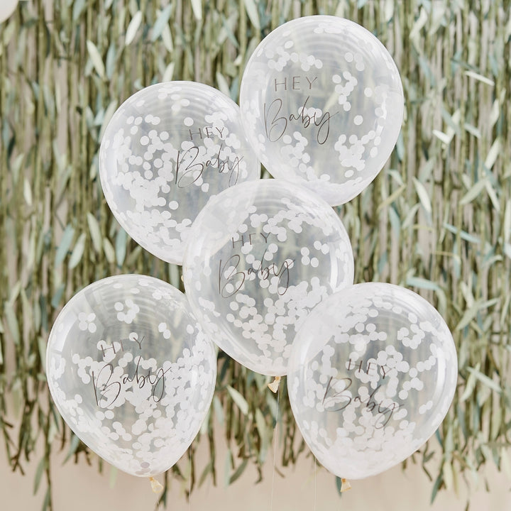 Gingerray balony foliowe Hey Baby Shower Confetti Balloons