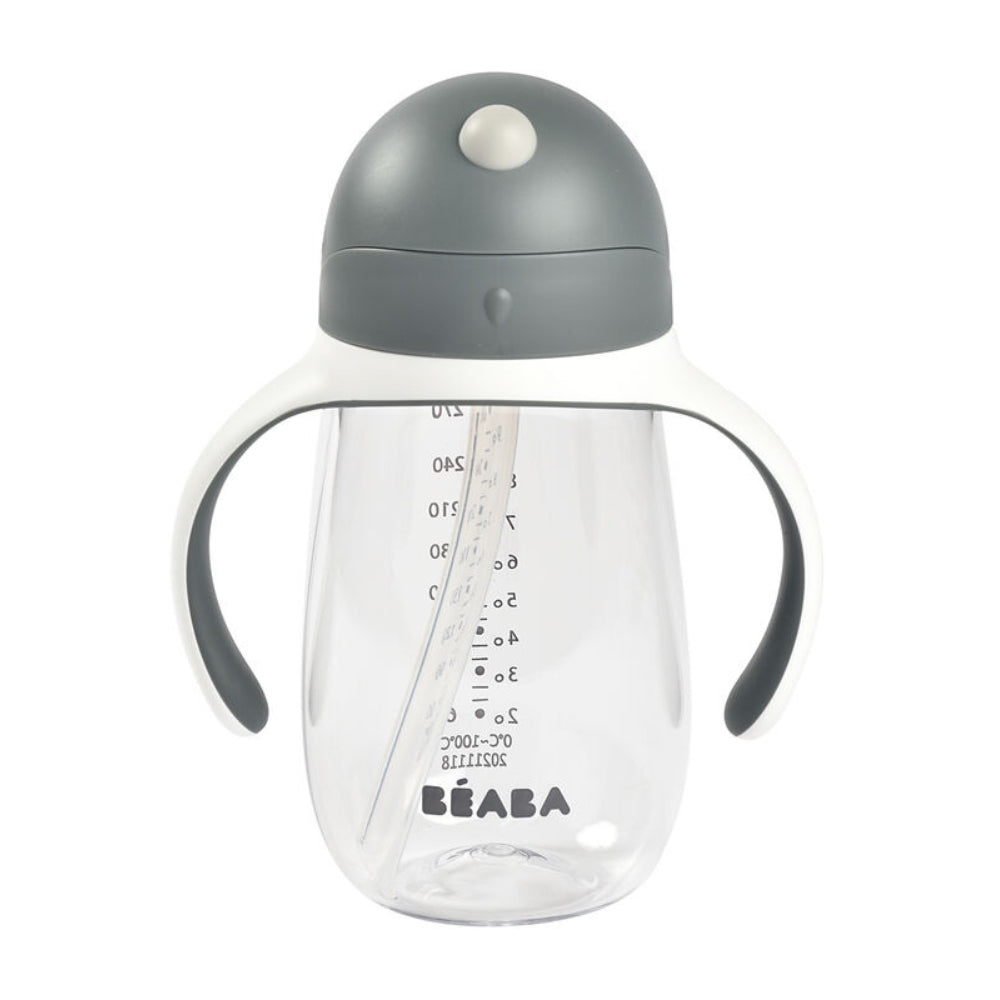 Beaba Butelka Kubek niekapek tritanowa ze słomką 300 ml Mineral grey
