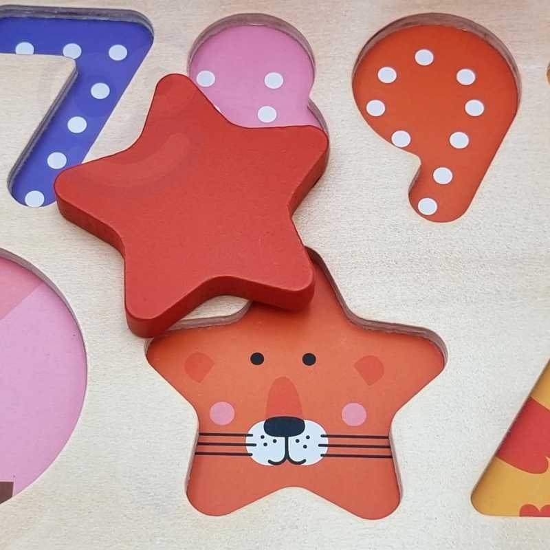 Tooky Toy Układanka drewniana Nauka Liczenia Kształtów Kolorów Montessori 72 el.