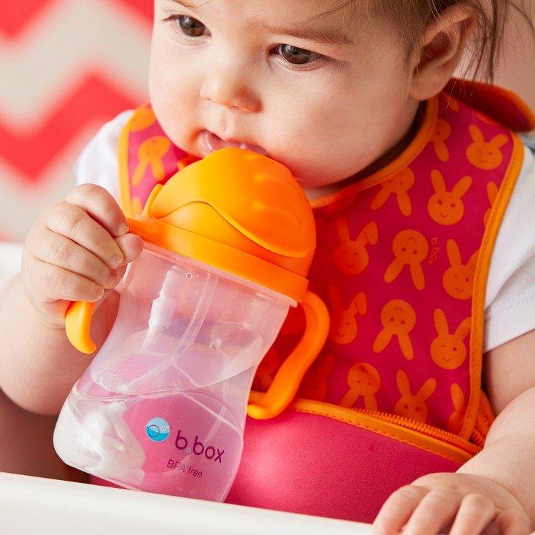b.box bidon z obciążoną słomką niekapek pomarańczowy - 4kidspoint.pl