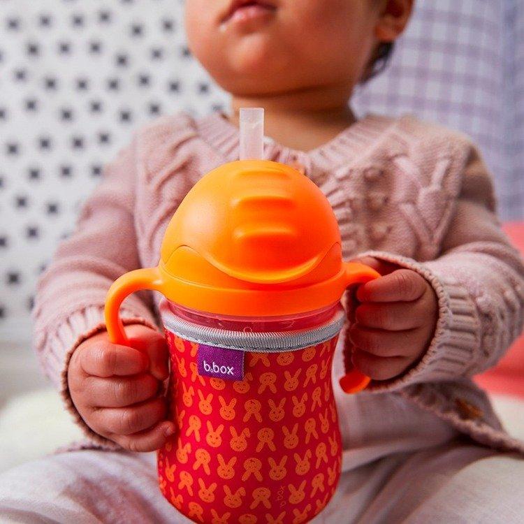 b.box bidon z obciążoną słomką niekapek pomarańczowy - 4kidspoint.pl