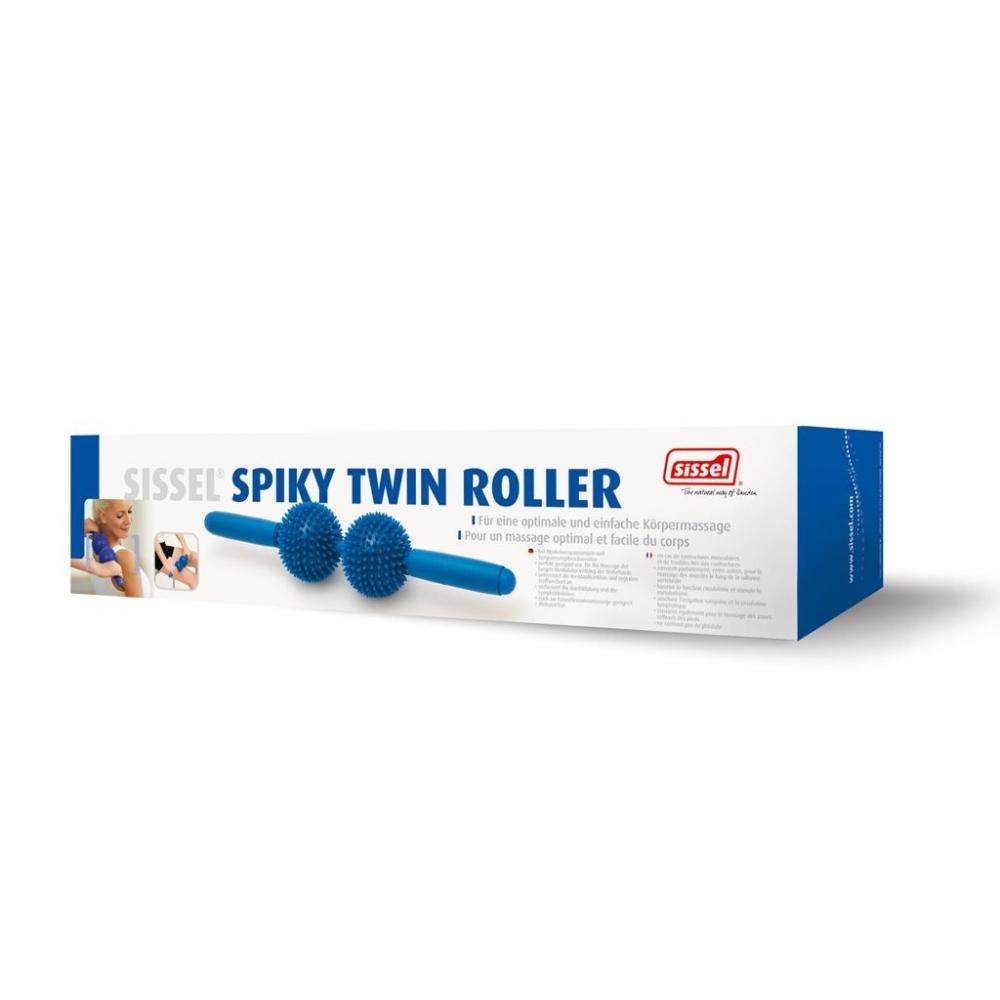 Sissel masażer Spiky Twin Roller z wypustkami niebieski