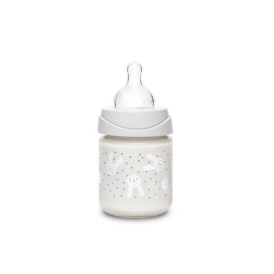 Suavinex Hygge Baby Premium Butelka szklana 120 ml smoczek okrągły silikonowy o wolnym przepływie Królik miętowy 0+