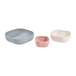 Beaba Silikonowe miseczki dla dzieci zestaw 3 szt. Velvet grey/Cotton/Dusty rose