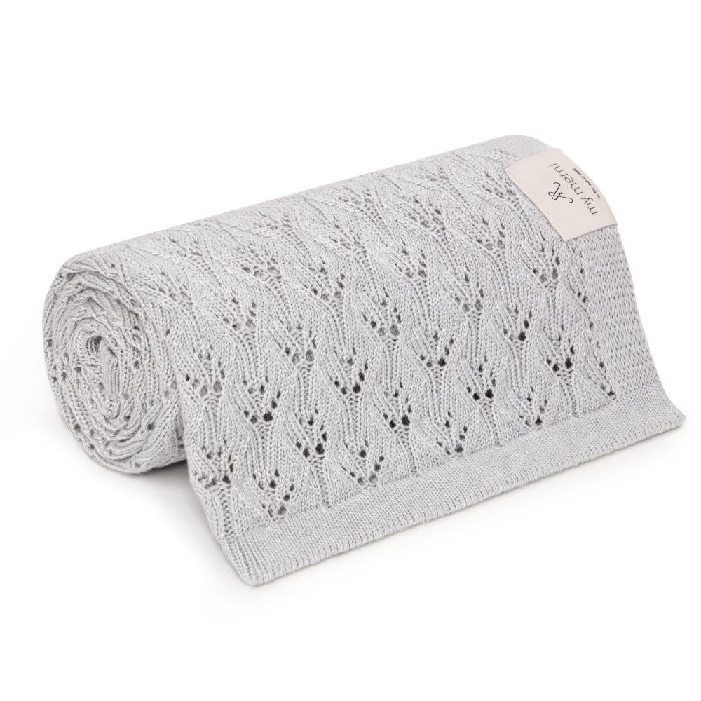 Memi ażurowy kocyk bambusowy 80x100 light grey