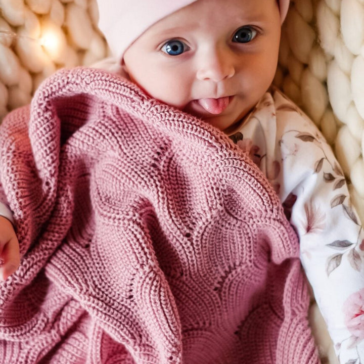 YOSOY Kocyk dla niemowlaka WAVES eco cotton daisy pink