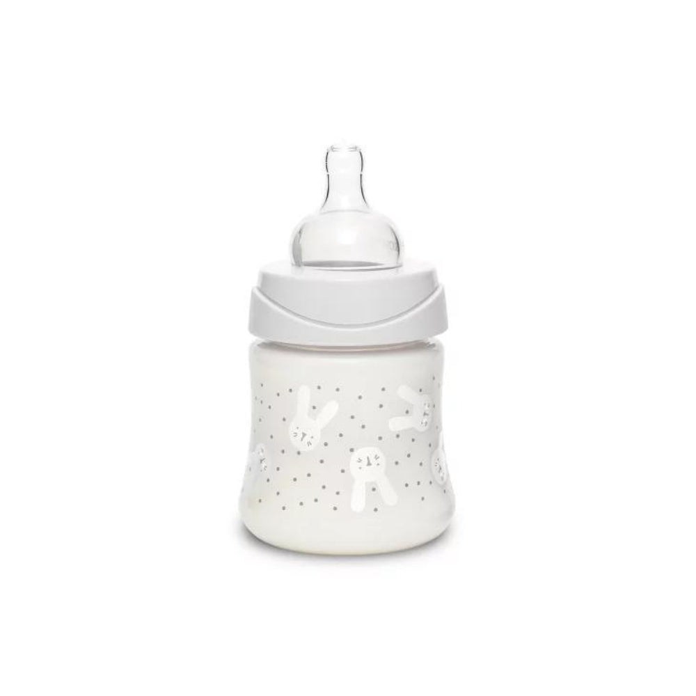 Suavinex Hygge Baby Premium Butelka 150ml smoczek okrągły silikonowy o wolnym przepływie Kotek miętowy 0+