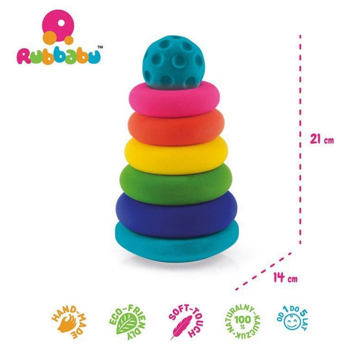 Rubbabu zabawka dla niemowląt Układanka edukacyjno-sensoryczna piramida z piłką - 4kidspoint.pl