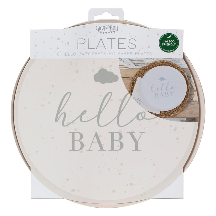 Gingerray Talerzyki papierowe Hello Baby Neutral Baby Shower Plates