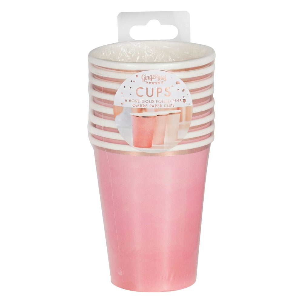 Gingerray Kubki papierowe Ombre Pink Paper Cups