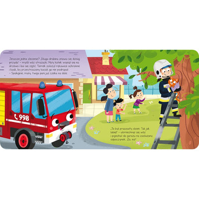 Aksjomat Książeczka dla dzieci z dźwiękiem Niezwykły dzień Wóz strażacki