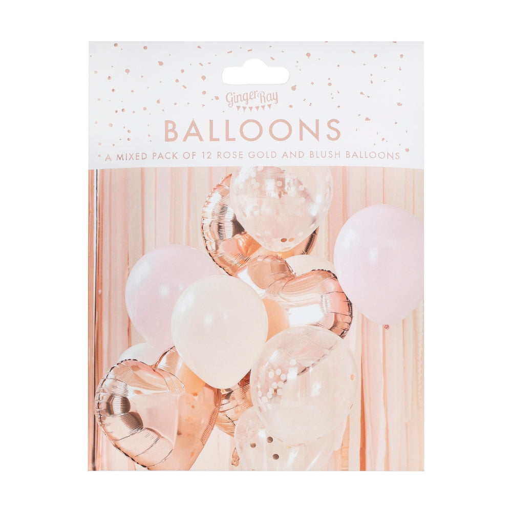 Gingerray balony foliowe Blush And Rose Gold Balloons Bundle