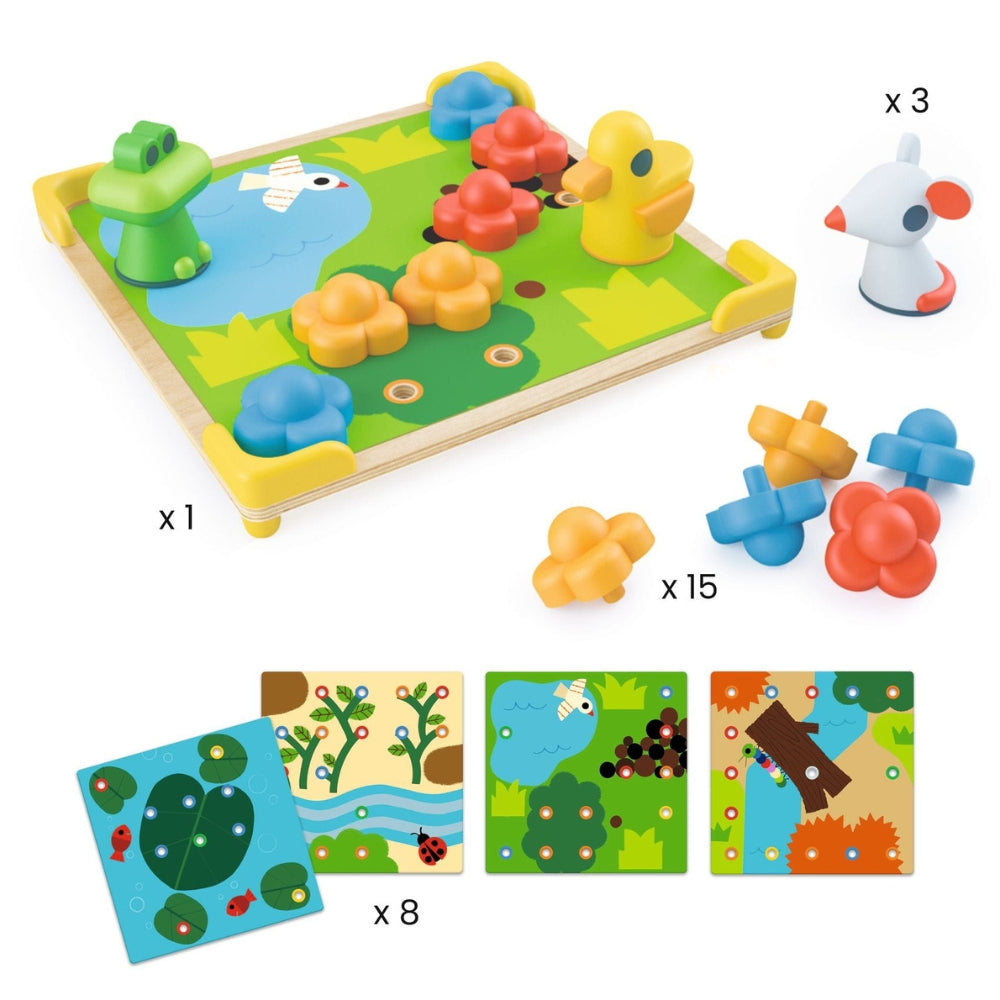 Djeco Gra Mozaika dla dzieci DUCKY&CO - kolorowe obrazki
